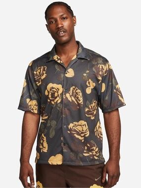 NWT NIKE Men's Dri-FIT 'Rose City'
Button-up Mesh Shirt FJ1650-060 Gray size M.